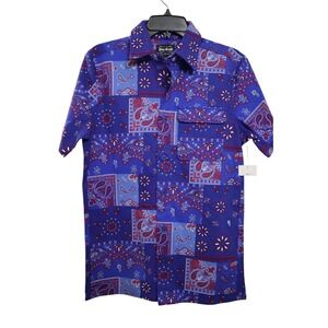 Dogg Supply Snoop Dogg Button Up Shirt‎ Mens X-Small Blue Red Paisley NWT
